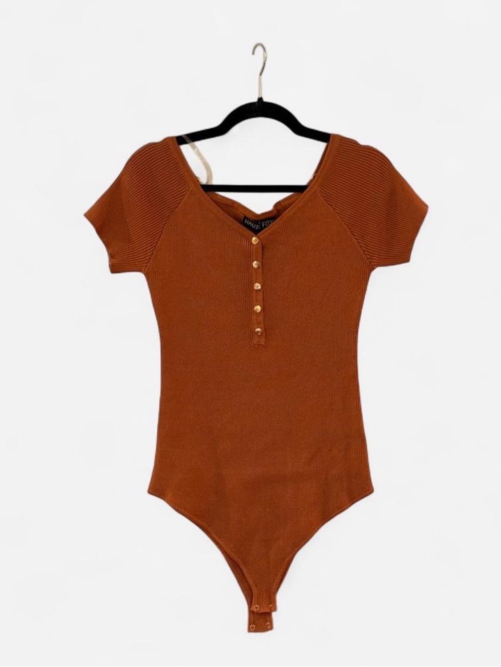NWT Plus size women’s Rust Ribbed Henley One-Piece Bodysuit